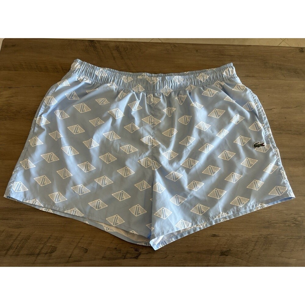 Lacoste Men's Two Tone Monogram Swim Shorts Blue Size XL